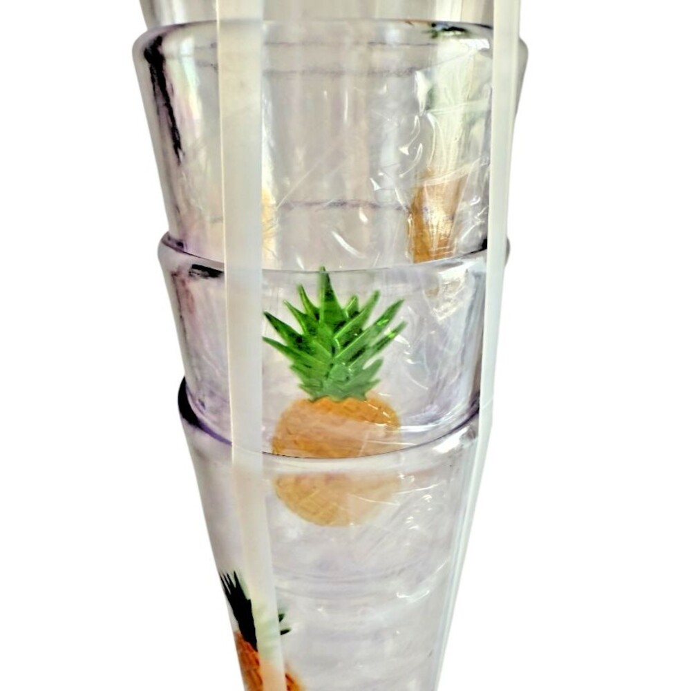 Tommy Bahama Pineapple Clear Acrylic Glasses 18.5 Oz Tumblers BPA Free Set of 4